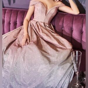 Cinderella Strapless Glitter Gown in Pink